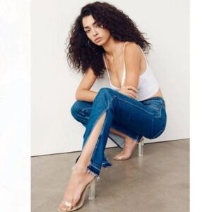 3x1 MIMi CUTTRELL Kelli Flared Slit High Rise Jeans Button Fly Size 27 NWOT